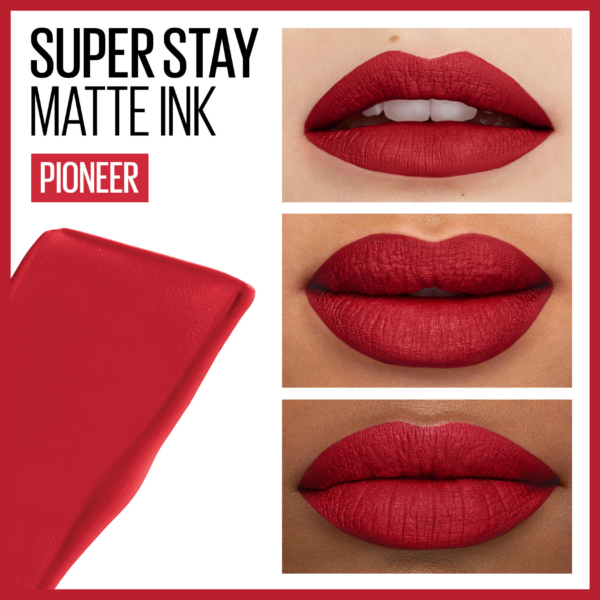 Maybelline – Rouge à lèvre Mat Liquide – Longue tenue – Superstay Matte Ink 20 PIONEER 5 ml – Image 3