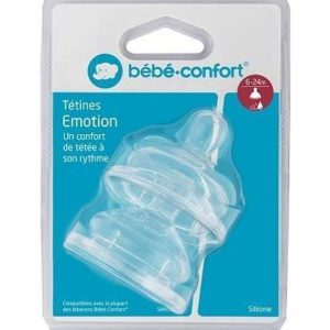 Bebe Confort – Tétines Emotion Col large T3 (x2) – 3 vitesses (6-24M +)