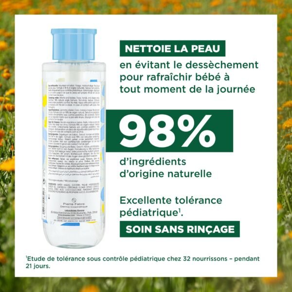 Klorane – Eau nettoyante sans rinçage au Calendula apaisant – Bébé – Peau normale 500 ml – Image 2
