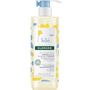 Klorane – Gel lavant doux au Calendula apaisant – Bébé – Corps et cheveux – Peau normale 500 ml