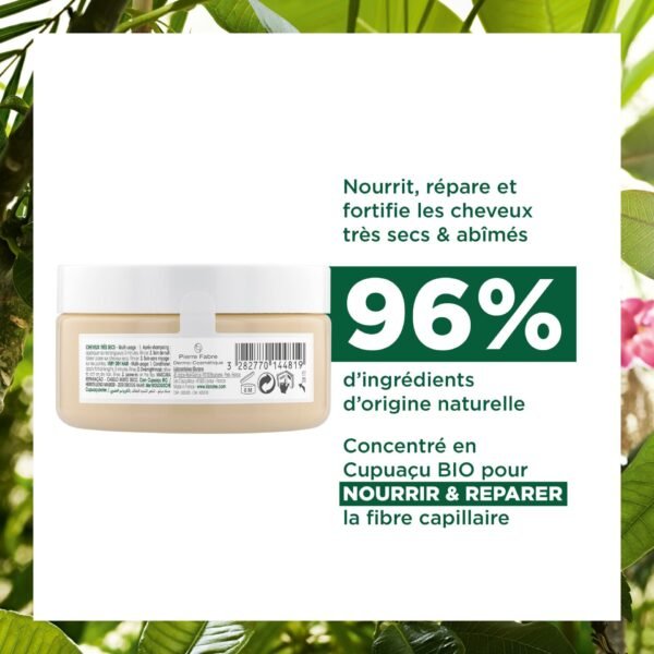 Klorane – Masque Réparation 3 en 1 au Cupuaçu BIO – Cheveux très secs 150 ml – Image 3