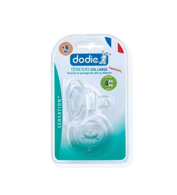 DODIE TETINE PLATE SENSATION+ ANTI COLIQUE D4 +6M LIQUIDE EPAIS X2