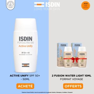 ISDIN Foto ultra active unify Transparent spf50+ 50ml = 2 Fusion Water Light 10ml Offertes