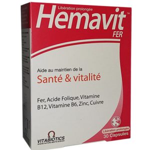 Vitabiotics – Hemavit Fer Santé et Vitalité – 30 capsules