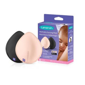 Lansinoh Coussinets d’allaitements lavables « Rose/Noir » 8 pads
