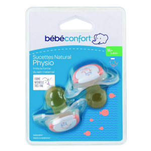 Bebe Confort 2 Sucette Natural Physio 16-18m Latex Navy
