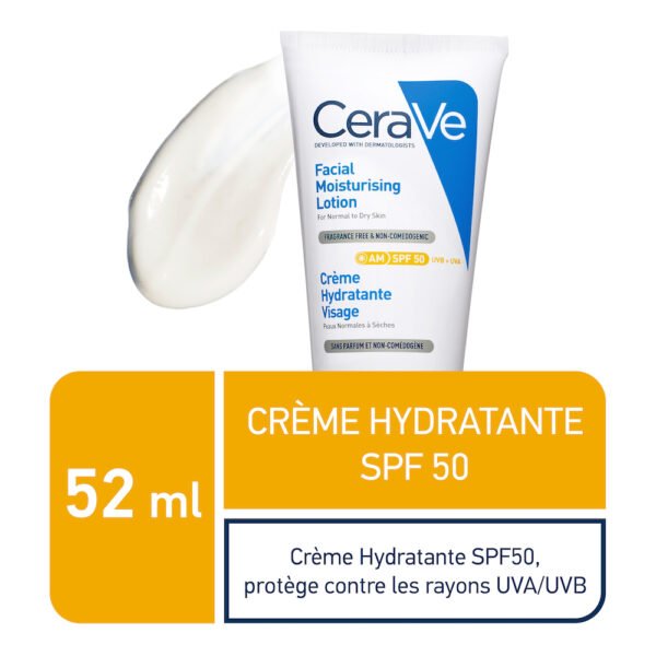 CeraVe Crème hydratante visage SPF50 Peaux Normales à Sèches | 52ml