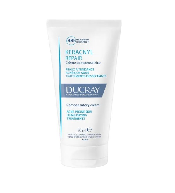 Ducray — Crème visage compensatrice du dessèchement cutané induit par un traitement anti-acnéique oral — Keracnyl Repair Crème 50 ml