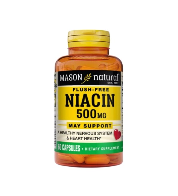 Mason Natural Flush-free Niacin 500mg 60 capsules 1499-60