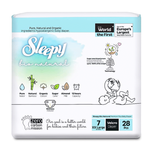 Sleepy Bio Natural Couches Taille 7 XXL+ 20-30kg/28 Pieces