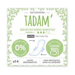 Tadam Serviette Ultra Coton Bio Normal+ 14un