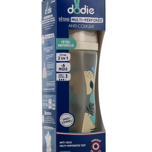 DODIE Biberon Multi Perfore Tetine Debit 3 Rose +6mois 330ml