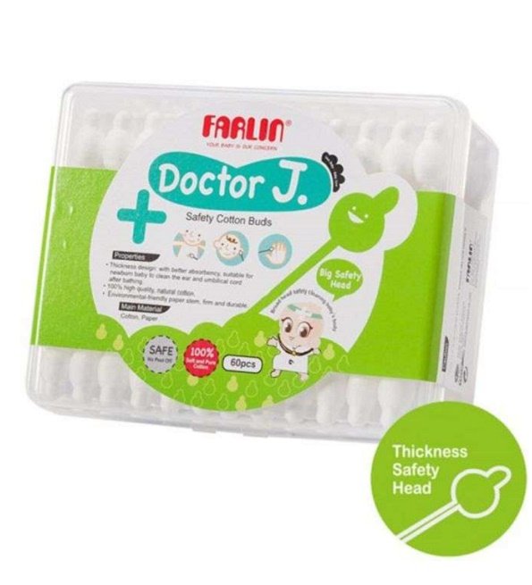 FARLIN Coton Tige de Securite Pour Bebe 60 Pièces